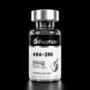 Close-up of a glass bottle with a silver cap; label reads ARA-290, 20 mg, purity ≥99%, Research Use Only.