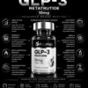 Retatrutide 10mg Black infographic showing a GLP-3 retatrutide bottle with '10 mg' label and research-themed icons around it, branding reads V Peptide and 'Manufactured for research excellence'.