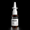 White dropper bottle with a pointed nozzle against a black background, labeled Peptide serum bottle for topical use.