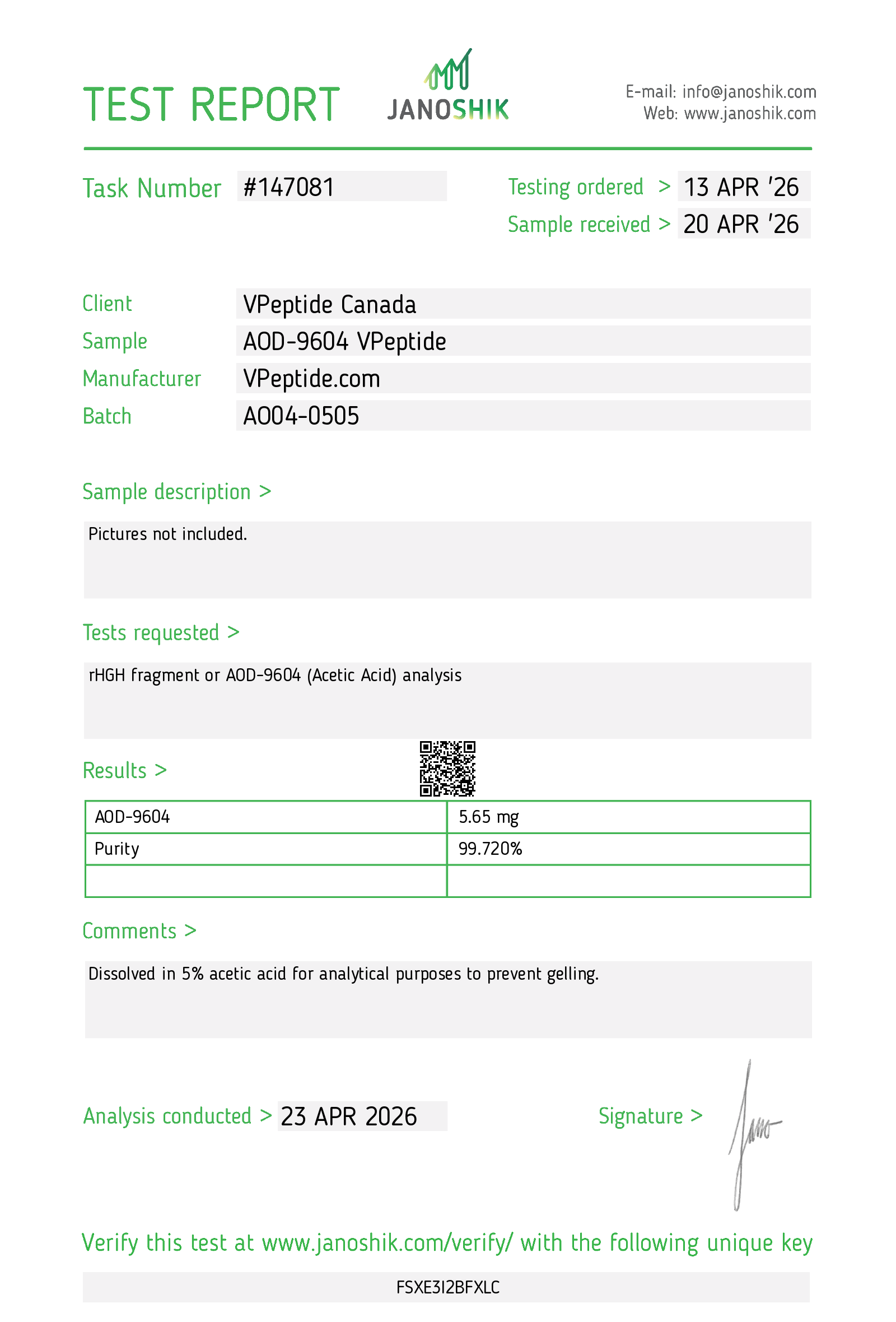 Test Report #147081