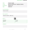 Laboratory test report titled 'TEST REPORT' showing task #197382, client VPep­tide Canada, sample Tesamorelin/Ipamorelin, results table with dosages and dates