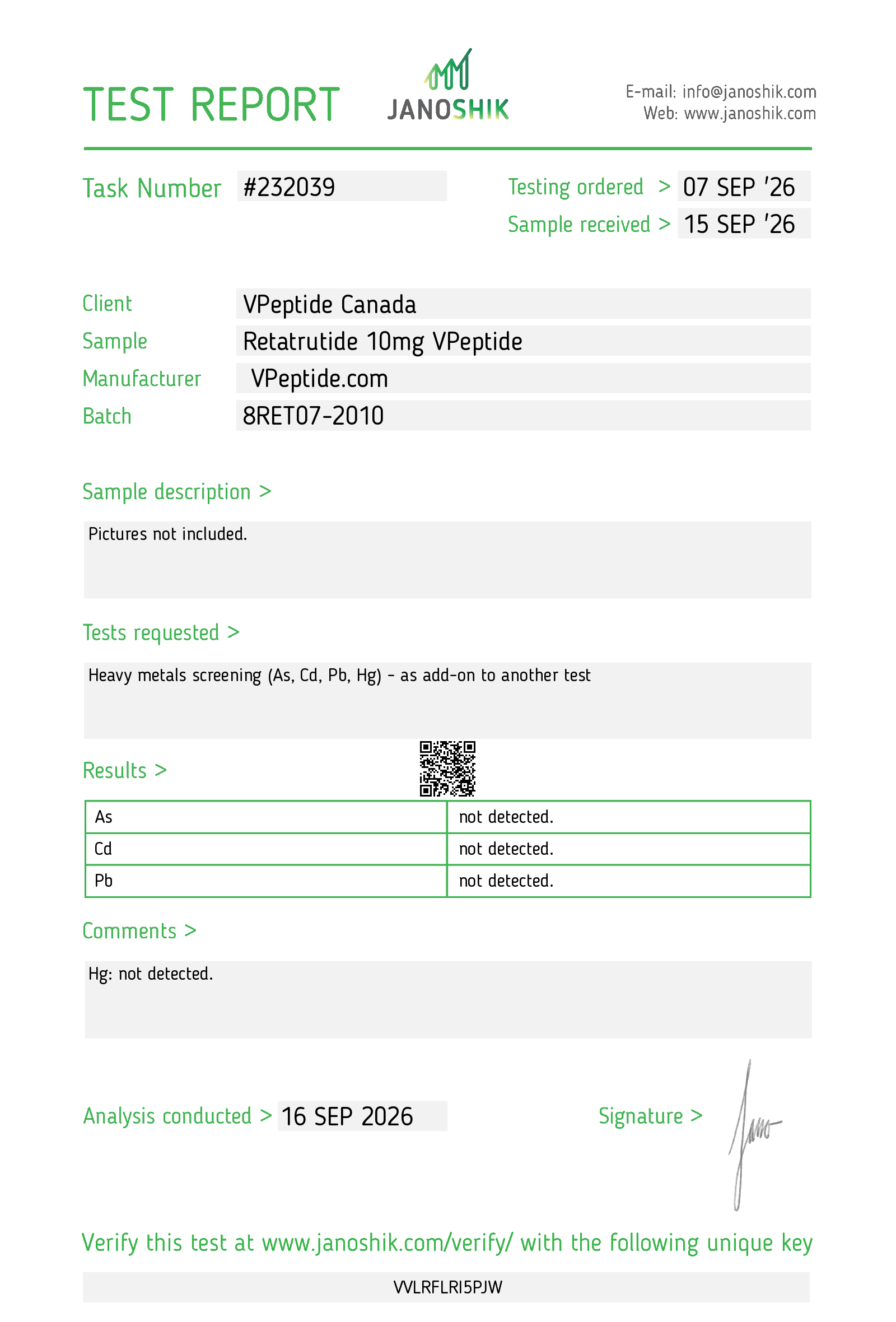 Test Report #232039