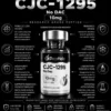 Infographic advert for CJ-1295 No DAC 10mg peptide with surrounding icons and text about research use.