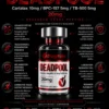 info Advertising infographic for Deadpool peptide bottle, showing '20 mg' and label text with scientific icons around a central bottle.