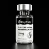 Clear glass bottle with a metal cap, label reads 'Peptide' and mentions CJC-1295 with Ipamorelin (10/10), for research use only, purity ≥99%.