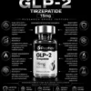 Tirzepatide 15mg Infographic about GLP-2 Tirzepatide 15mg with a central bottle and surrounding research icons and text on laboratory use.