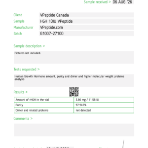 Professional test report header with logo, showing task number and sample details including client, sample, manufacturer, and batch information.